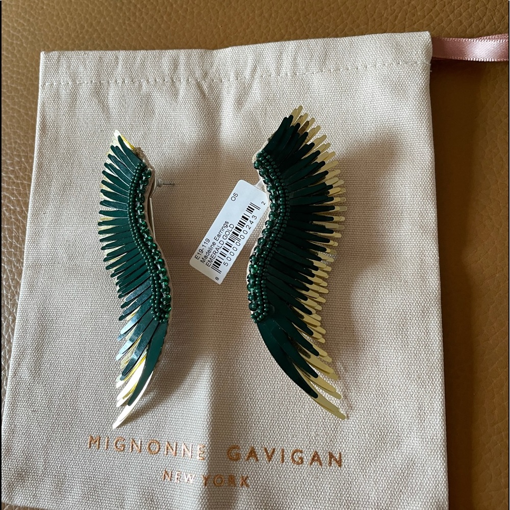 Mignonne Gavigan statement earrings. Hand beaded with sequins and crystals